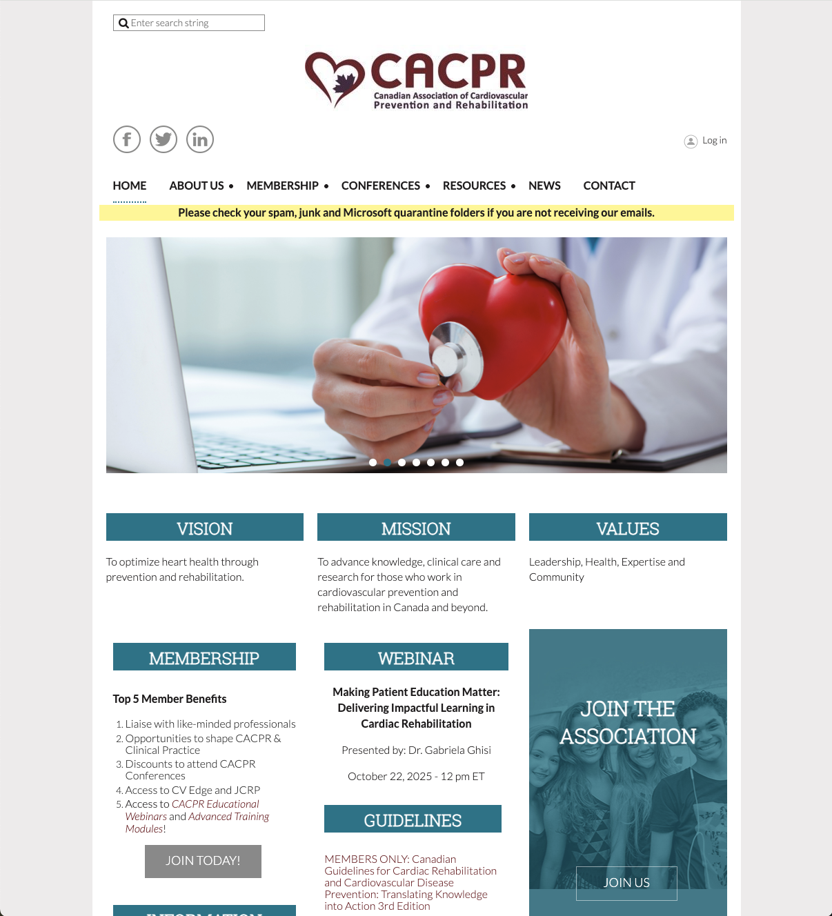 Canadian Association of Cardiovascular Prevention and Rehabilitation website thumbnail image