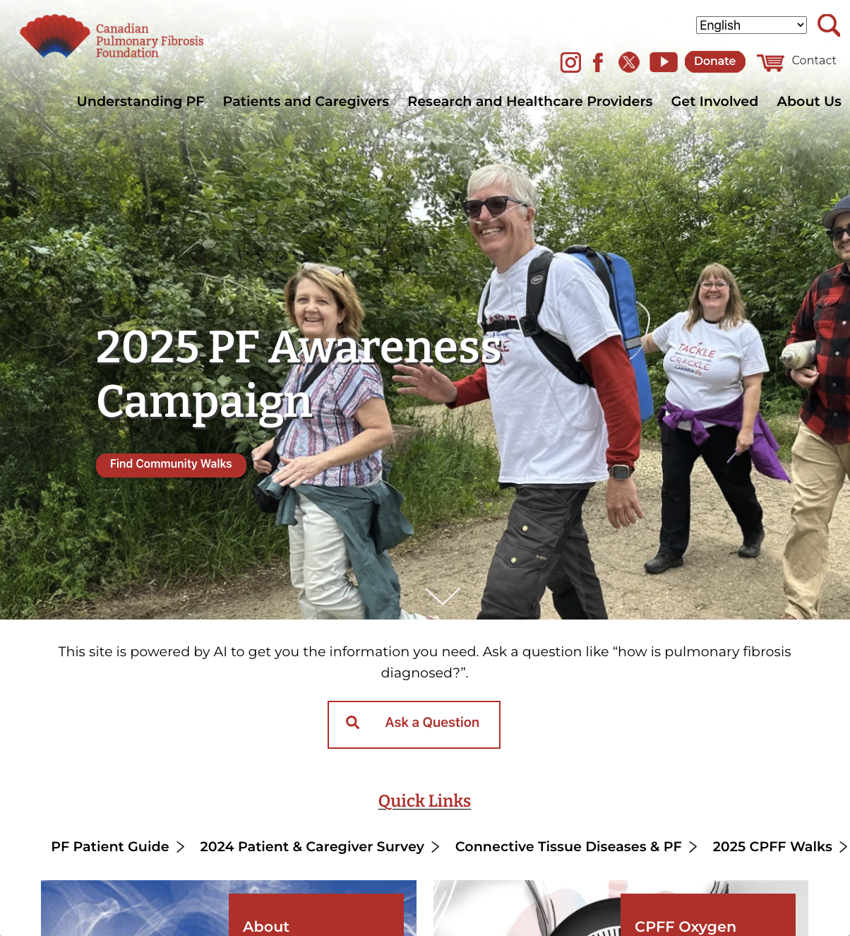 Canadian Pulmonary Fibrosis Foundation website thumbnail image
