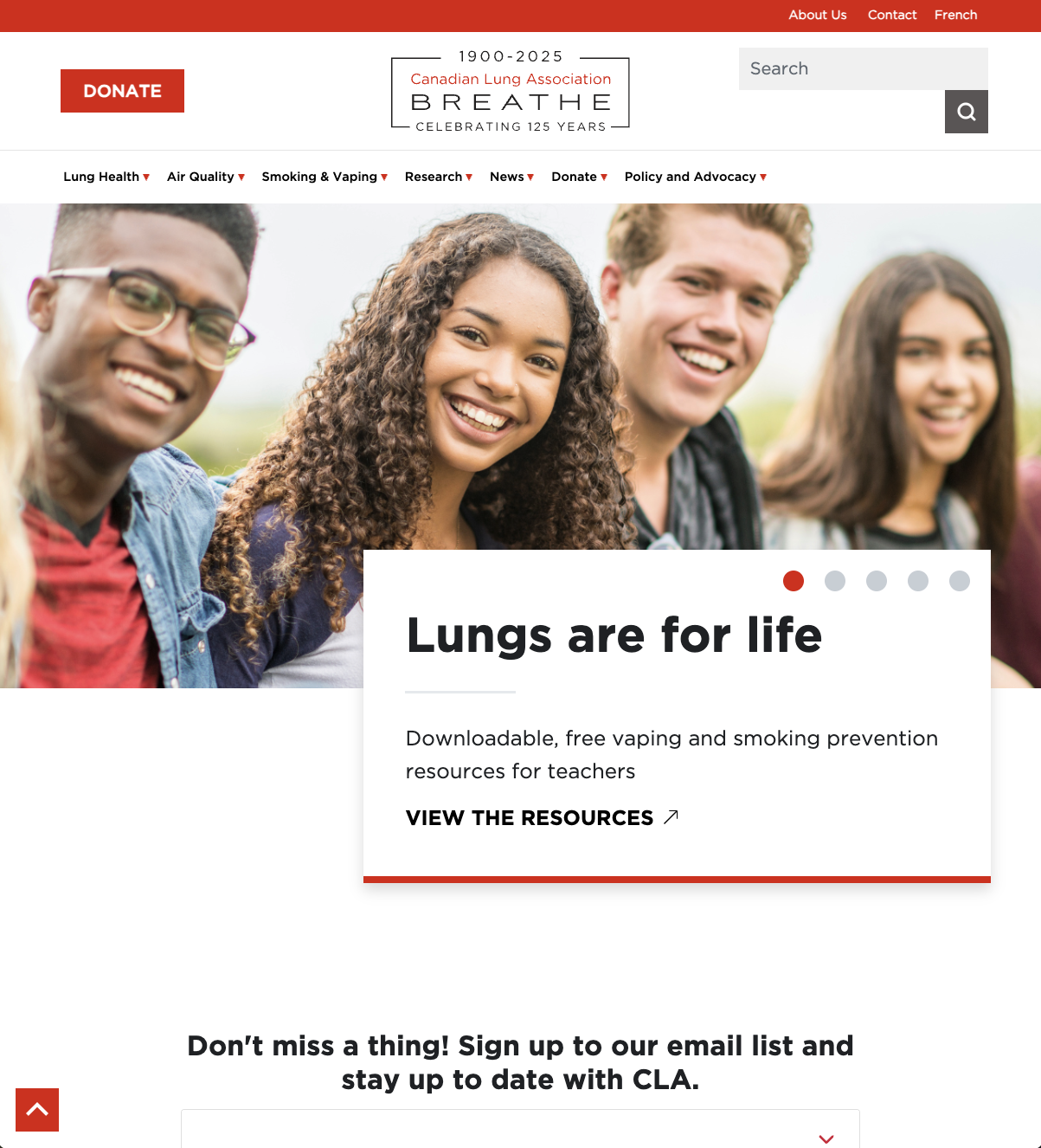 Canadian Lung Association website thumbnail image