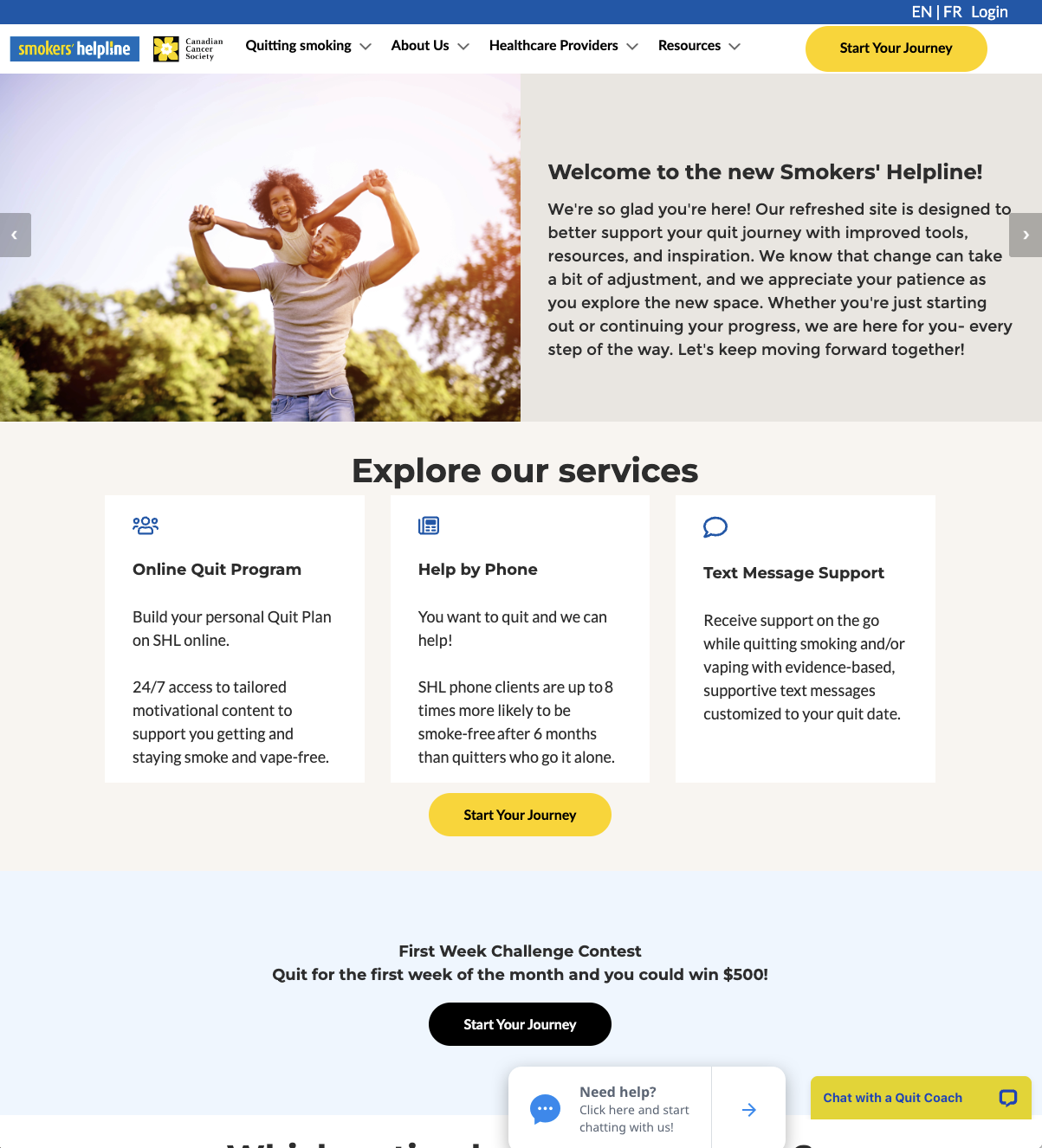 Smokers helpline website thumbnail image